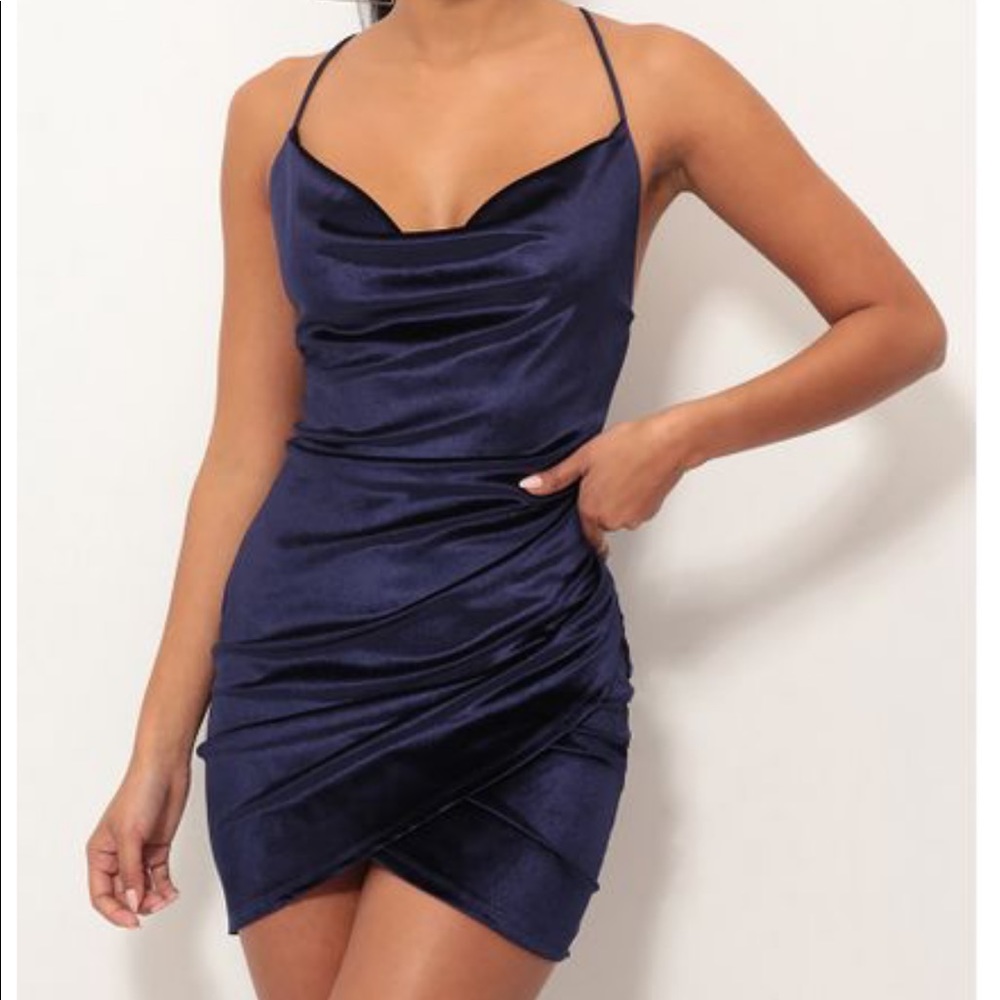 Velvet Tulip Dress - Open Back - Midnight Blue